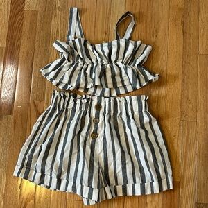 Linen striped short set